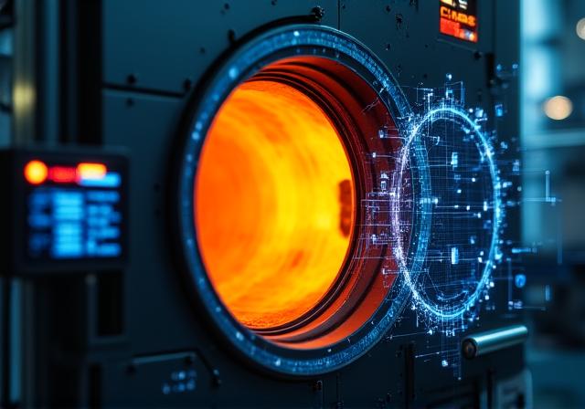 Industrial kiln showing heat glow with digital overlay