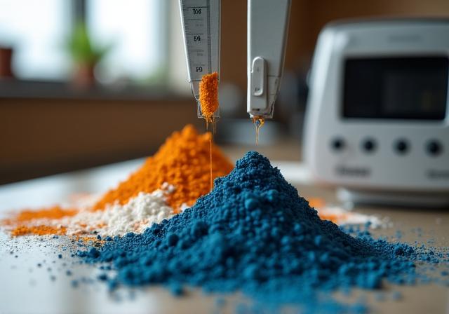 Close up of high-quality raw ceramic minerals and oxides on a laboratory scale